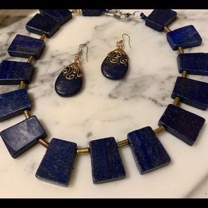 18” hand made Lapis Lazuli Necklace/earring set.
